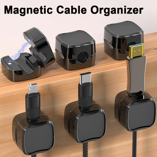 Magnetic Cable Clip – Under Desk Cable Management, Adjustable Cord Holder, Wire Organizer & Cable Keeper