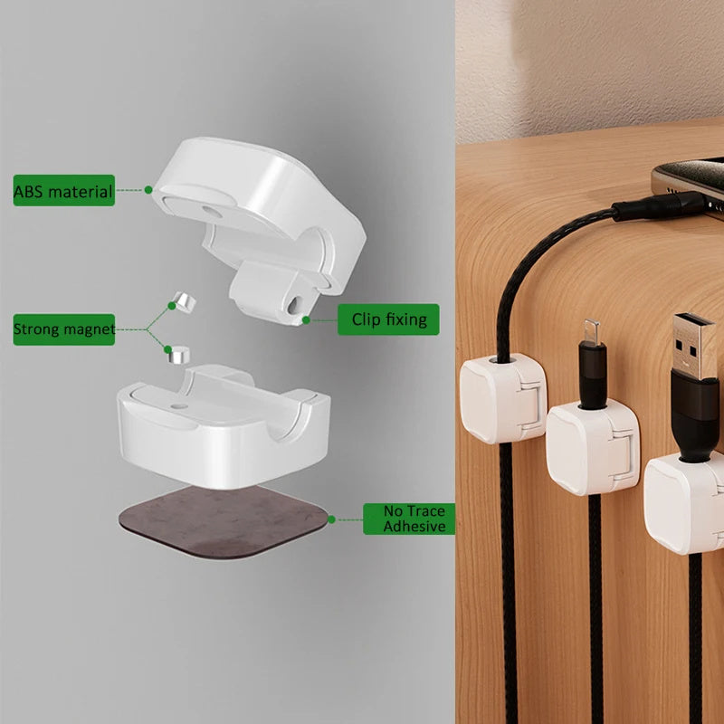 Magnetic Cable Clip – Under Desk Cable Management, Adjustable Cord Holder, Wire Organizer & Cable Keeper