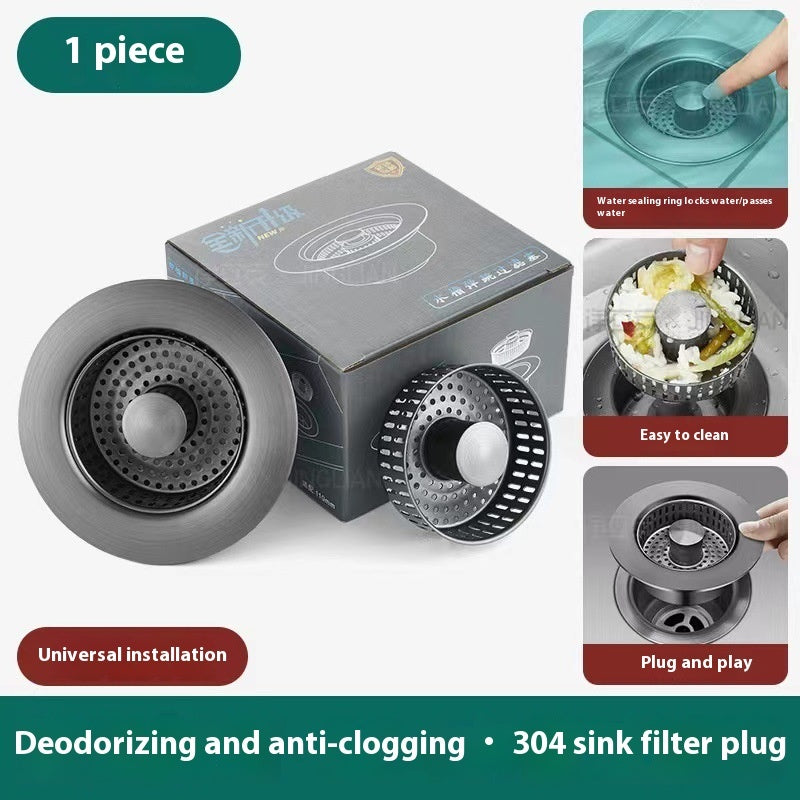 Kitchen Sink Strainer with Bounce Core Stopper