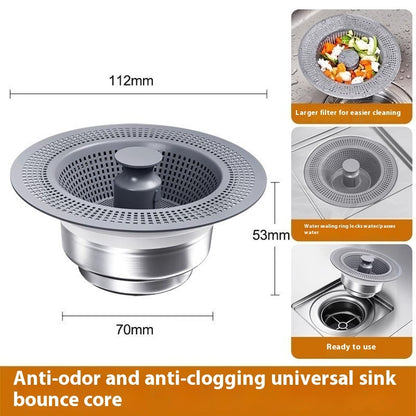 Kitchen Sink Strainer with Bounce Core Stopper